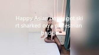 Happy Asian hottie got skirt sharked on a pedestrian bridge