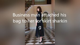 Business man attached his bag to her for skirt sharking